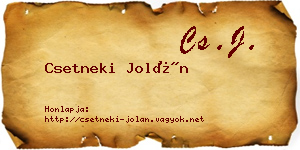 Csetneki Jolán névjegykártya