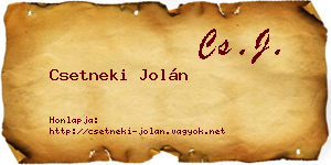 Csetneki Jolán névjegykártya